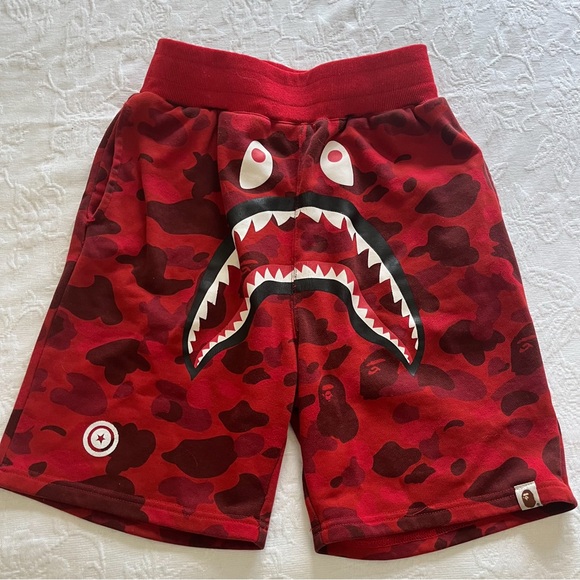 Bape Other - bape abc camo wgm print shark sweatshorts in red
